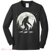 Bigfoot Sasquatch Full Moon Forest Graphic Funny Big Foot Kids Long Sleeve Shirt thumb 0