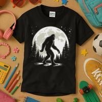 Bigfoot Sasquatch Full Moon Forest Graphic Funny Big Foot Kids T-Shirt thumb 3