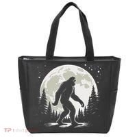 Bigfoot Sasquatch Full Moon Forest Graphic Funny Big Foot Tote Bag thumb 0