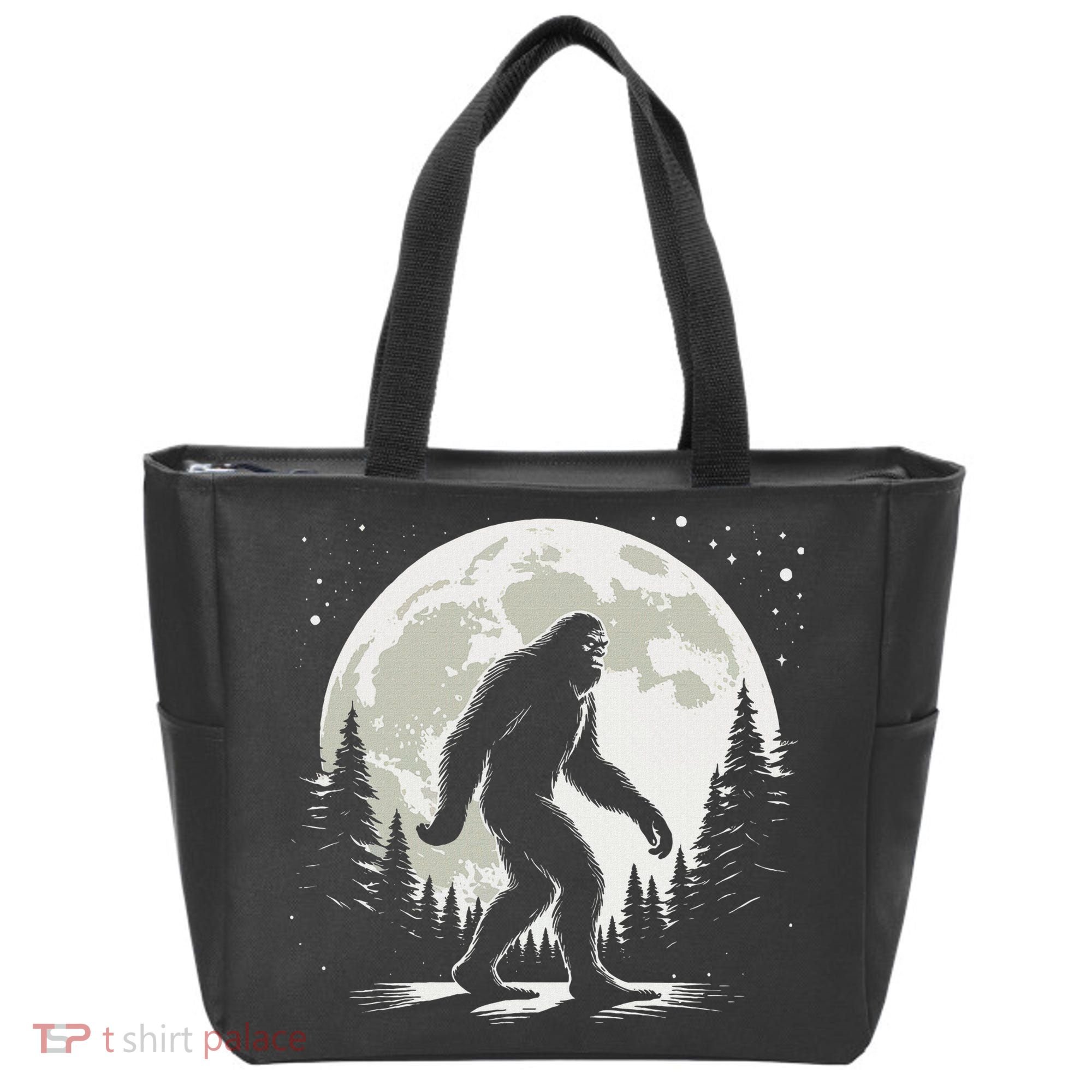 Bigfoot Sasquatch Full Moon Forest Graphic Funny Big Foot Tote Bag