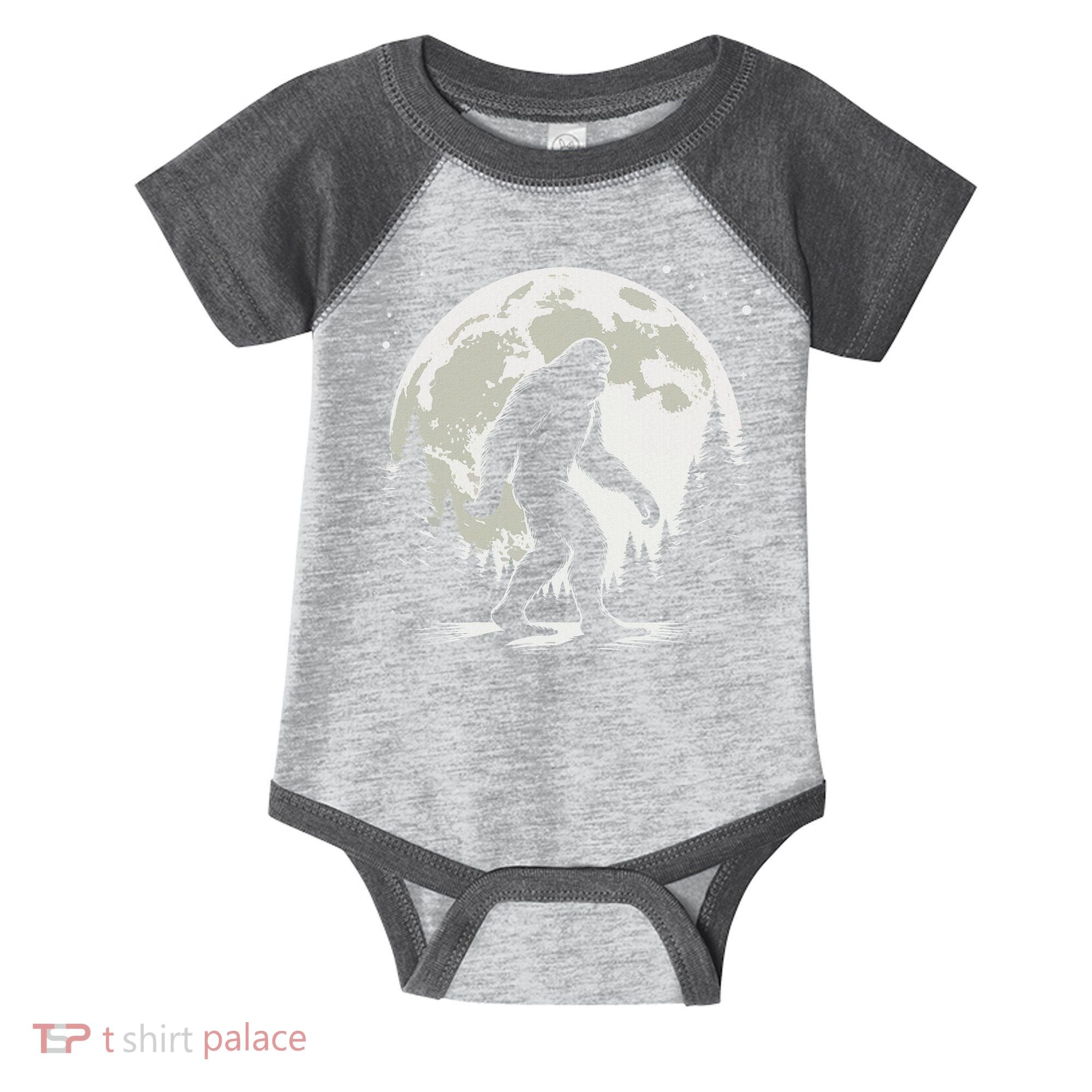 Bigfoot Sasquatch Full Moon Forest Graphic Funny Big Foot Infant Baby Jersey Bodysuit