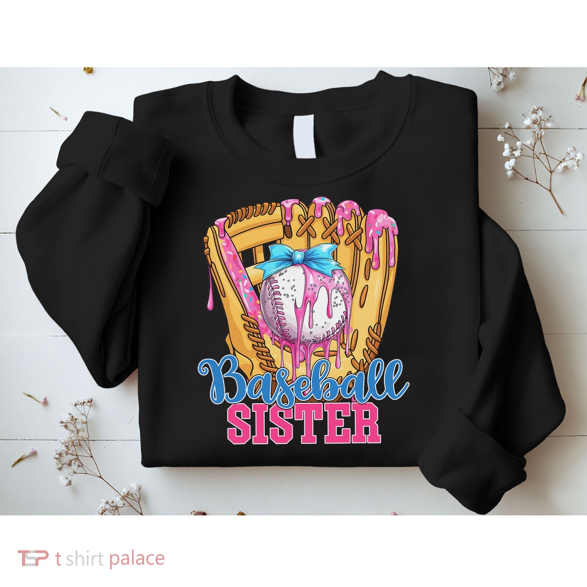 Baseball Sister Funny Baseball Ice Cream Drip Big Sister Sweatshirt