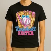 Baseball Sister Funny Baseball Ice Cream Drip Big Sister T-Shirt thumb 3
