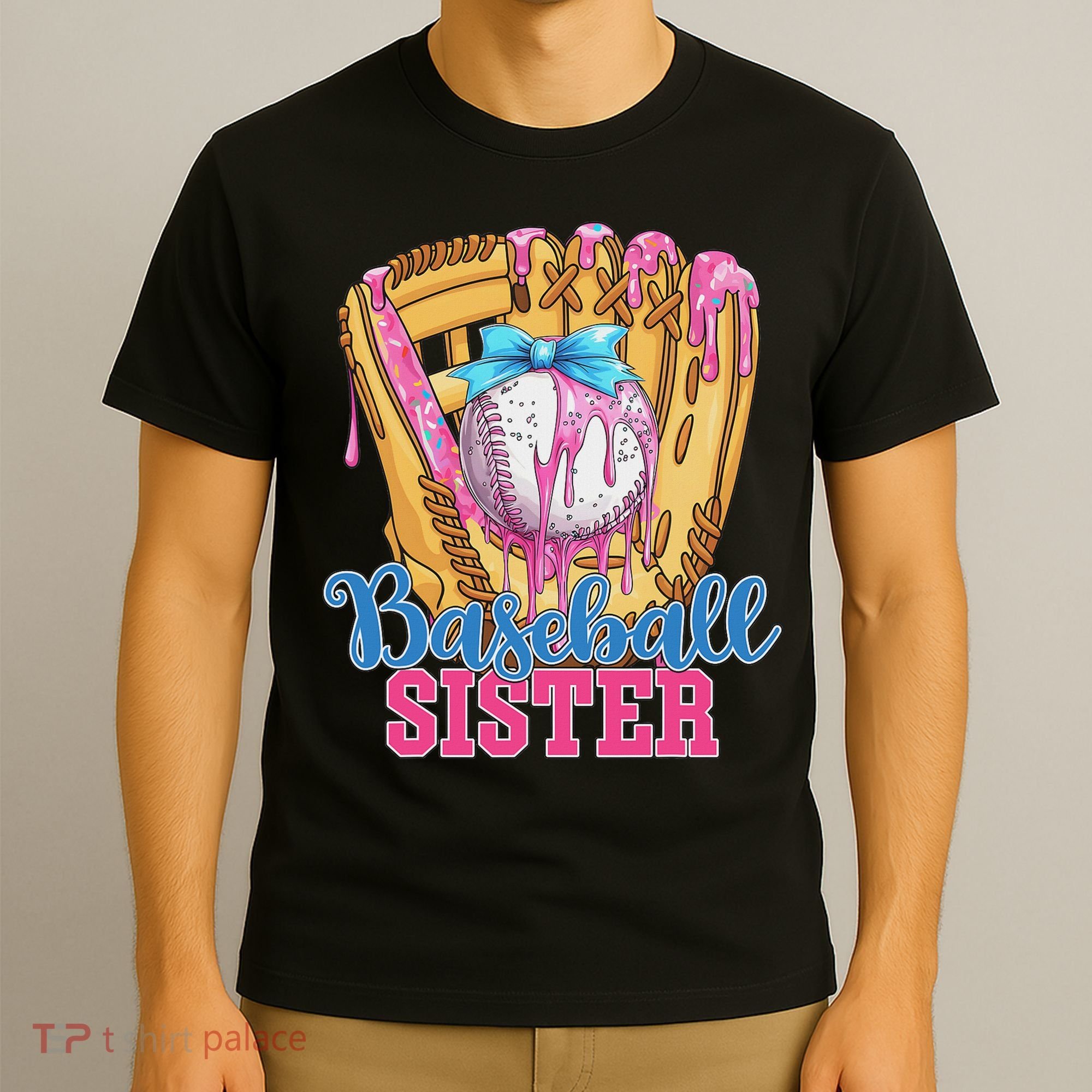 Baseball Sister Funny Baseball Ice Cream Drip Big Sister T-Shirt