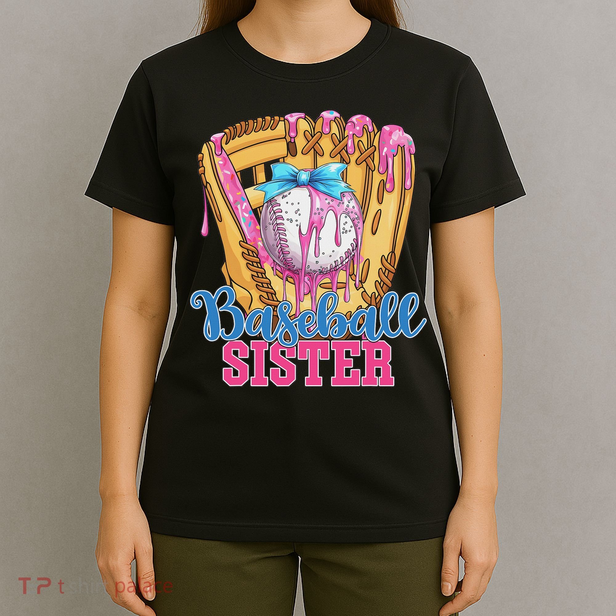 Baseball Sister Funny Baseball Ice Cream Drip Big Sister T-Shirt