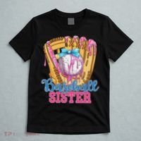 Baseball Sister Funny Baseball Ice Cream Drip Big Sister T-Shirt thumb 5