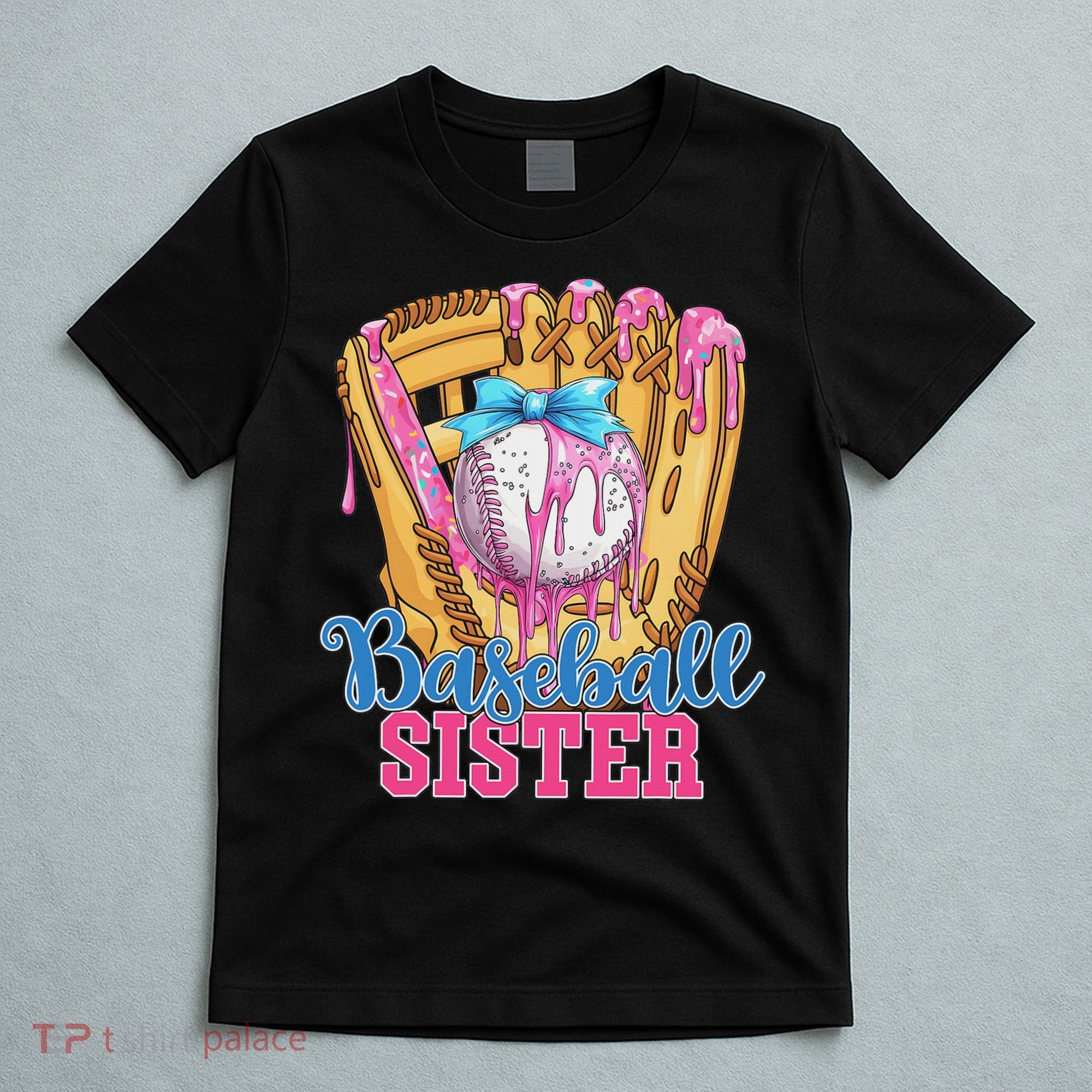 Baseball Sister Funny Baseball Ice Cream Drip Big Sister T-Shirt
