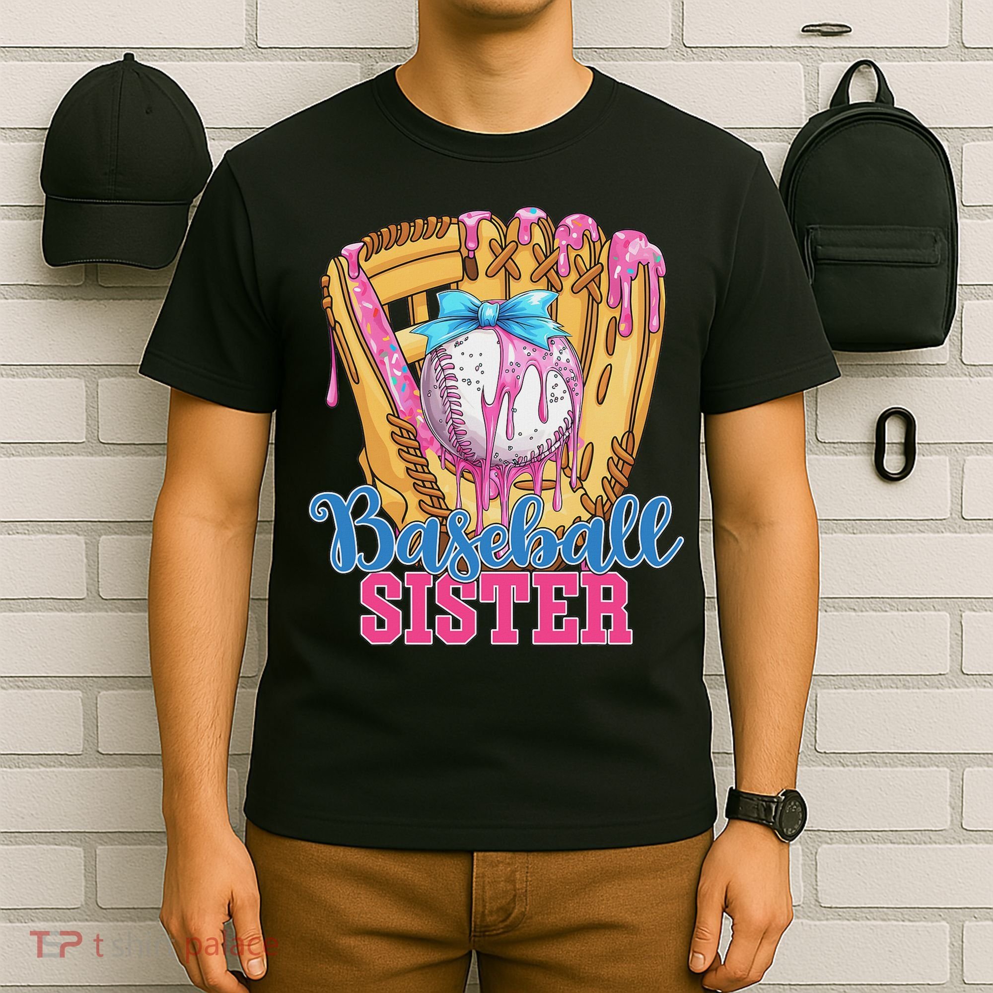 Baseball Sister Funny Baseball Ice Cream Drip Big Sister T-Shirt