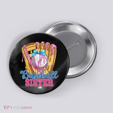 Baseball Sister Funny Baseball Ice Cream Drip Big Sister Button