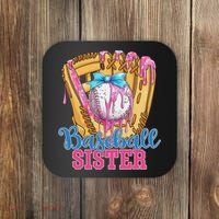 Baseball Sister Funny Baseball Ice Cream Drip Big Sister Coaster thumb 0