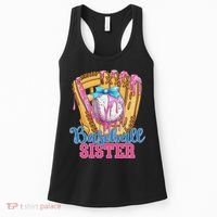 Baseball Sister Funny Baseball Ice Cream Drip Big Sister Women's Tank Top thumb 0