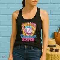 Baseball Sister Funny Baseball Ice Cream Drip Big Sister Women's Tank Top thumb 2