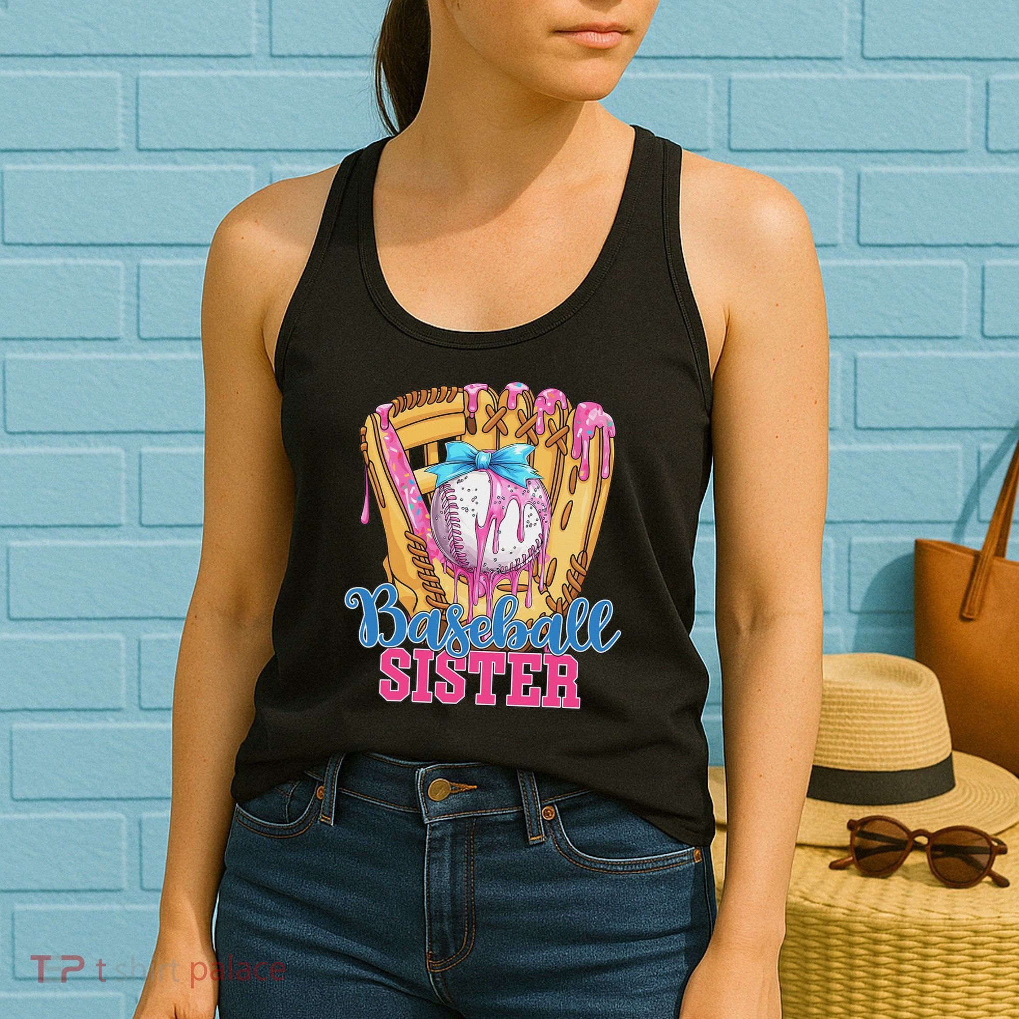 Baseball Sister Funny Baseball Ice Cream Drip Big Sister Women's Tank Top