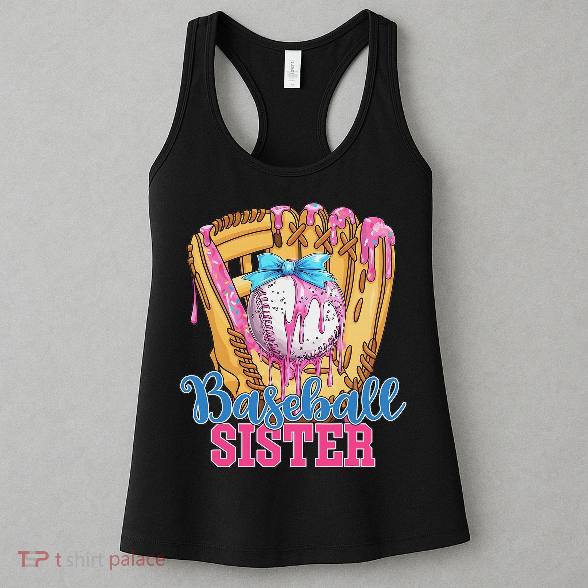 Baseball Sister Funny Baseball Ice Cream Drip Big Sister Women's Tank Top