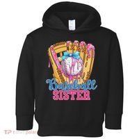 Baseball Sister Funny Baseball Ice Cream Drip Big Sister Toddler Hoodie thumb 0
