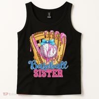 Baseball Sister Funny Baseball Ice Cream Drip Big Sister Tank Top thumb 2