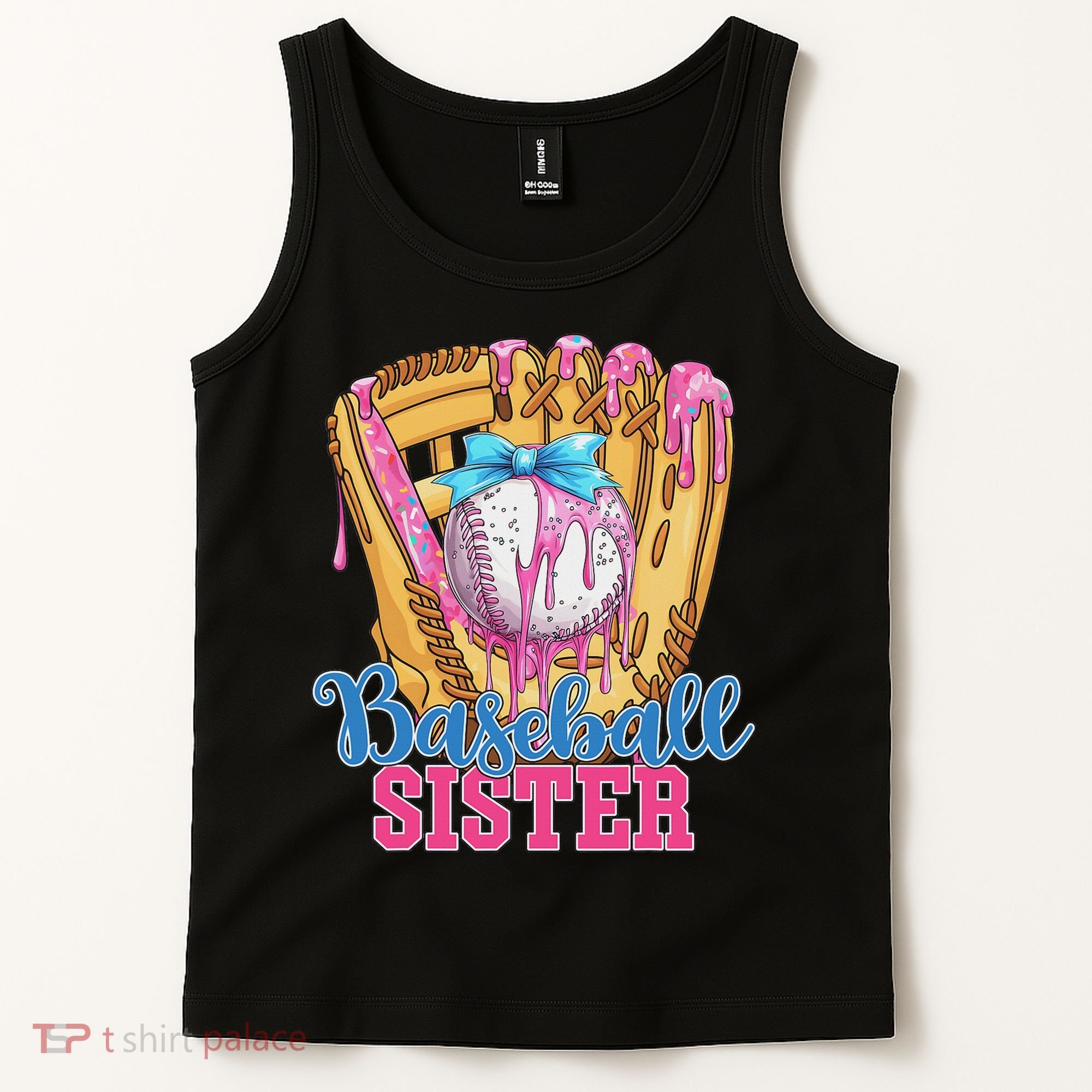Baseball Sister Funny Baseball Ice Cream Drip Big Sister Tank Top