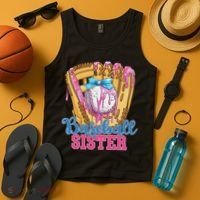 Baseball Sister Funny Baseball Ice Cream Drip Big Sister Tank Top thumb 4