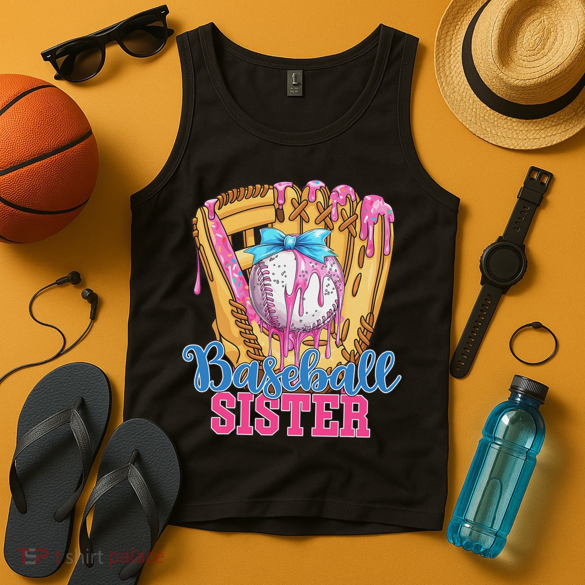 Baseball Sister Funny Baseball Ice Cream Drip Big Sister Tank Top