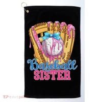Baseball Sister Funny Baseball Ice Cream Drip Big Sister Golf Towel thumb 0