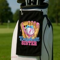Baseball Sister Funny Baseball Ice Cream Drip Big Sister Golf Towel thumb 2