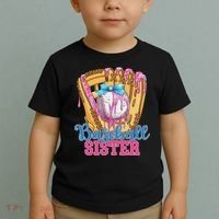Baseball Sister Funny Baseball Ice Cream Drip Big Sister Toddler T-Shirt thumb 2