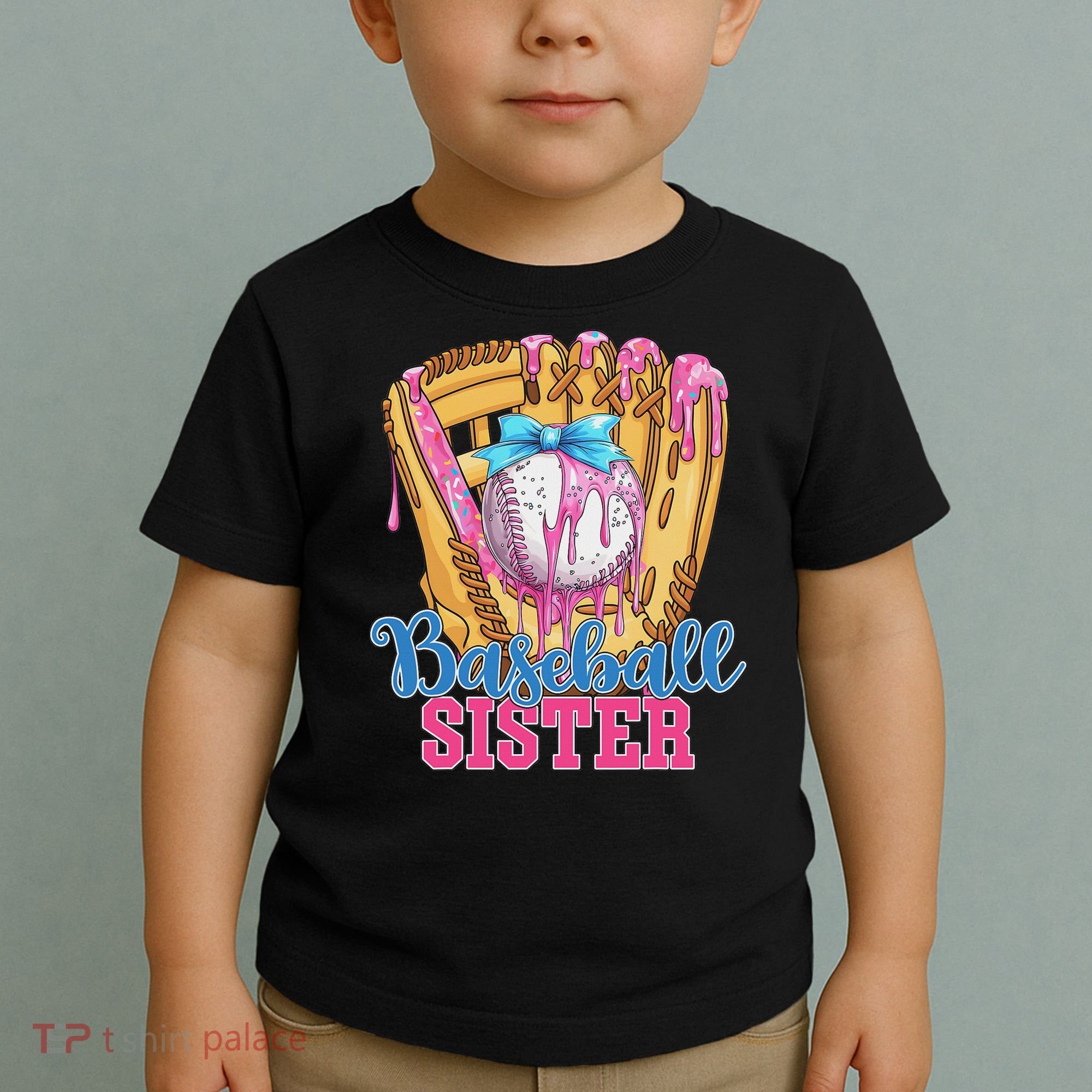 Baseball Sister Funny Baseball Ice Cream Drip Big Sister Toddler T-Shirt