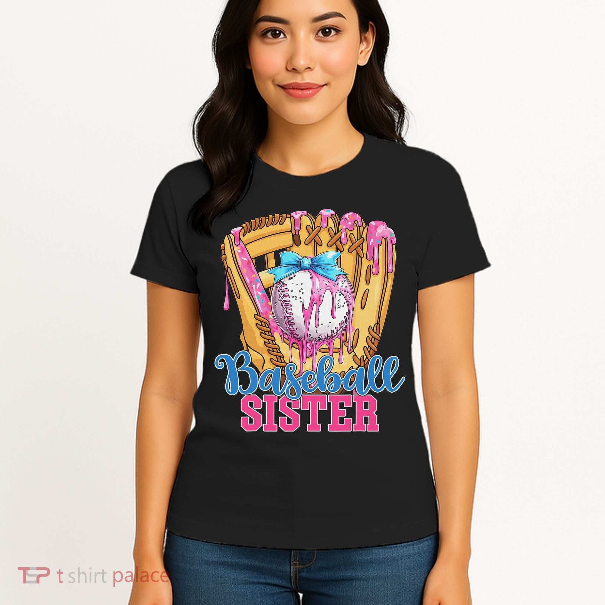 Baseball Sister Funny Baseball Ice Cream Drip Big Sister Women's T-Shirt