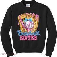 Baseball Sister Funny Baseball Ice Cream Drip Big Sister Kids Sweatshirt thumb 0