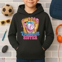 Baseball Sister Funny Baseball Ice Cream Drip Big Sister Kids Hoodie thumb 2