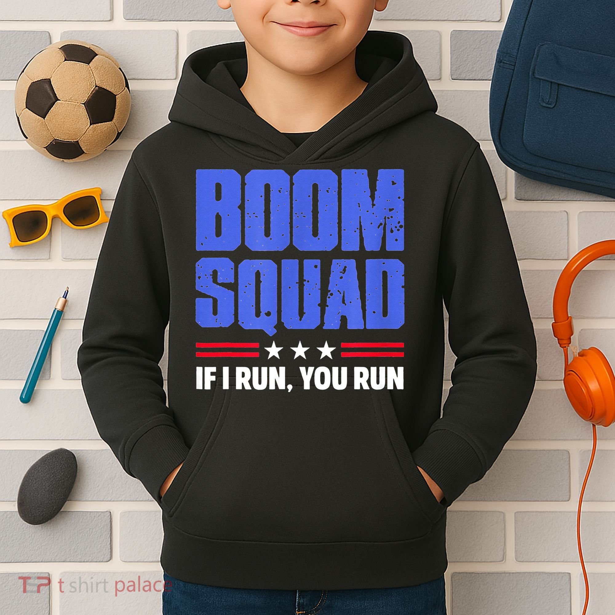 BOOM SQUAD Fireworks Director 4th of July Gift Kids Hoodie