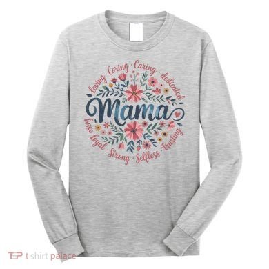 Boho Style Floral Mama She Is Mom Mothers Day Long Sleeve Shirt