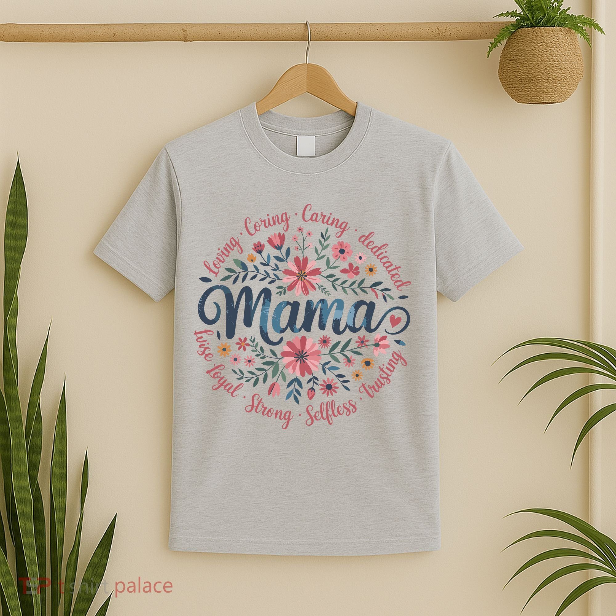 Boho Style Floral Mama She Is Mom Mothers Day T-Shirt