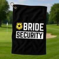 Bride Security Funny Wedding Bridal Party Golf Towel thumb 1
