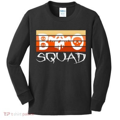 Boo Squad Funny Happy Halloween Cute Ghost Kids Long Sleeve Shirt