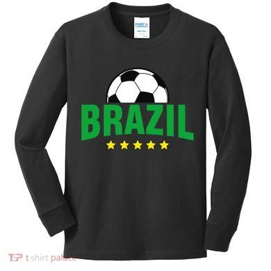 Brazil Soccer Fan Kids Long Sleeve Shirt