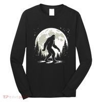 Bigfoot Sasquatch Full Moon Forest Graphic Funny Big Foot Long Sleeve Shirt thumb 0