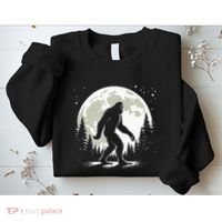 Bigfoot Sasquatch Full Moon Forest Graphic Funny Big Foot Sweatshirt thumb 2
