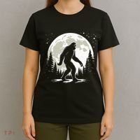 Bigfoot Sasquatch Full Moon Forest Graphic Funny Big Foot T-Shirt thumb 4