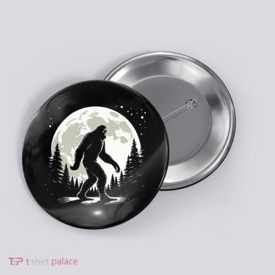Bigfoot Sasquatch Full Moon Forest Graphic Funny Big Foot Button