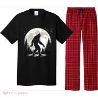 Bigfoot Sasquatch Full Moon Forest Graphic Funny Big Foot Pajama Set thumb 0