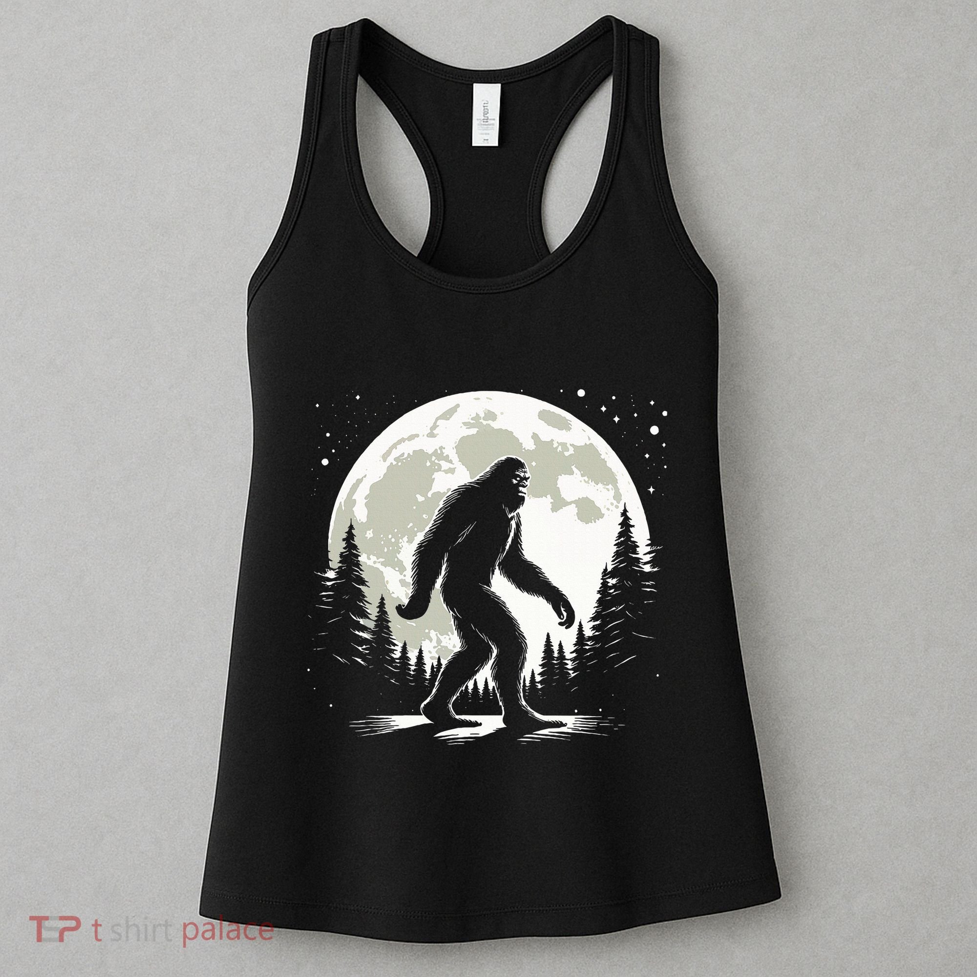Bigfoot Sasquatch Full Moon Forest Graphic Funny Big Foot Women's Tank Top