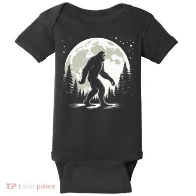 Bigfoot Sasquatch Full Moon Forest Graphic Funny Big Foot Baby Bodysuit
