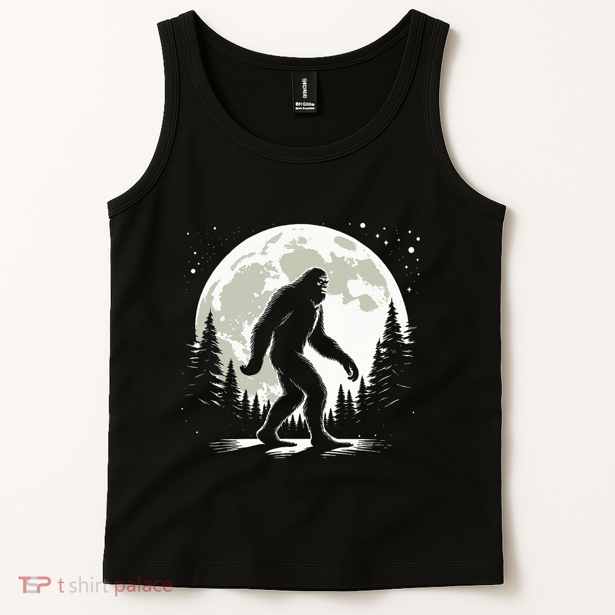 Bigfoot Sasquatch Full Moon Forest Graphic Funny Big Foot Tank Top