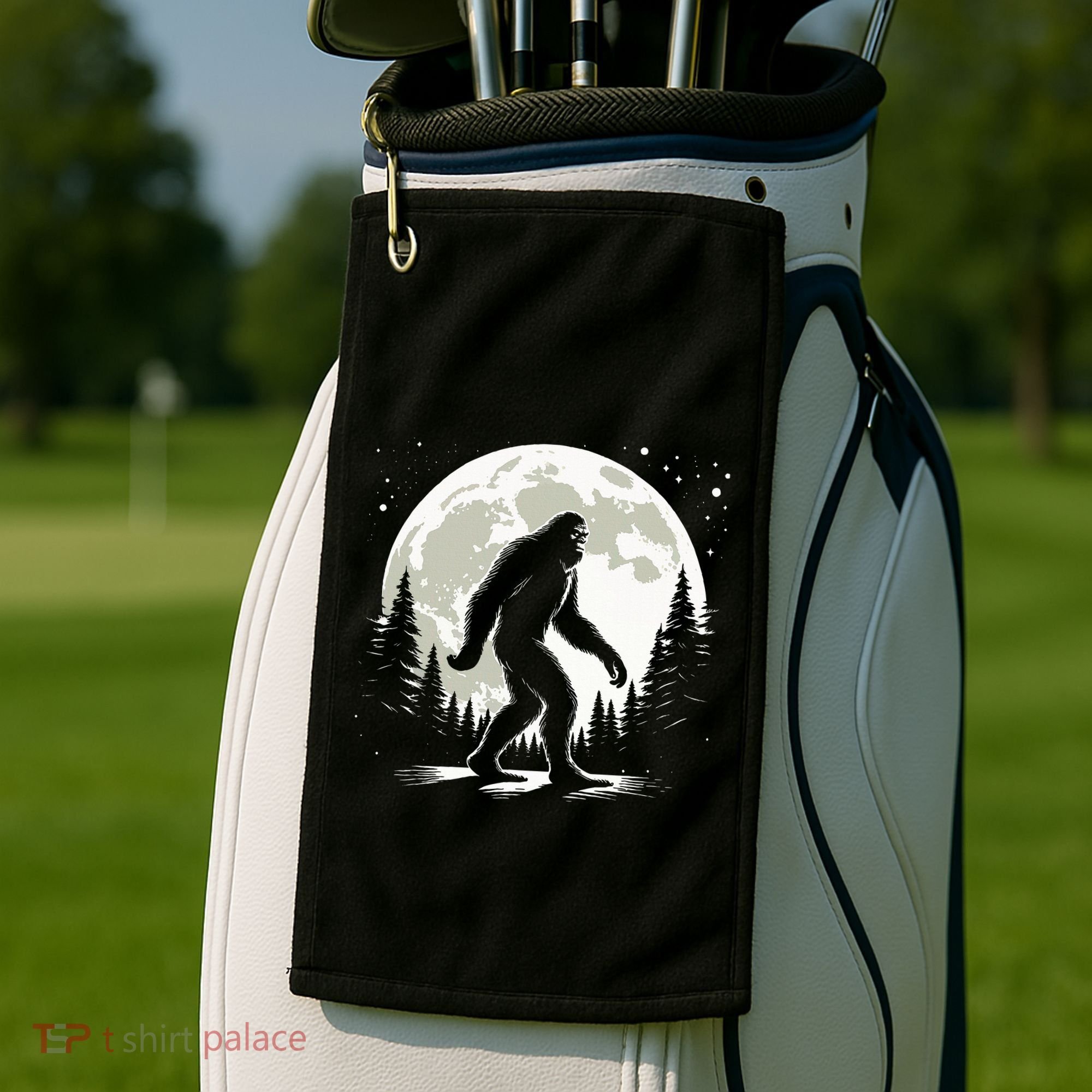 Bigfoot Sasquatch Full Moon Forest Graphic Funny Big Foot Golf Towel