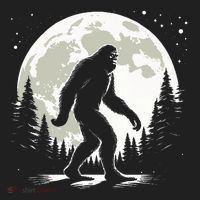 Bigfoot Sasquatch Full Moon Forest Graphic Funny Big Foot Golf Towel thumb 3