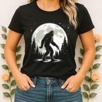 Bigfoot Sasquatch Full Moon Forest Graphic Funny Big Foot Women's T-Shirt thumb 2