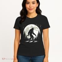 Bigfoot Sasquatch Full Moon Forest Graphic Funny Big Foot Women's T-Shirt thumb 4