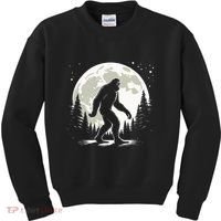 Bigfoot Sasquatch Full Moon Forest Graphic Funny Big Foot Kids Sweatshirt thumb 0