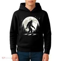 Bigfoot Sasquatch Full Moon Forest Graphic Funny Big Foot Kids Hoodie thumb 4